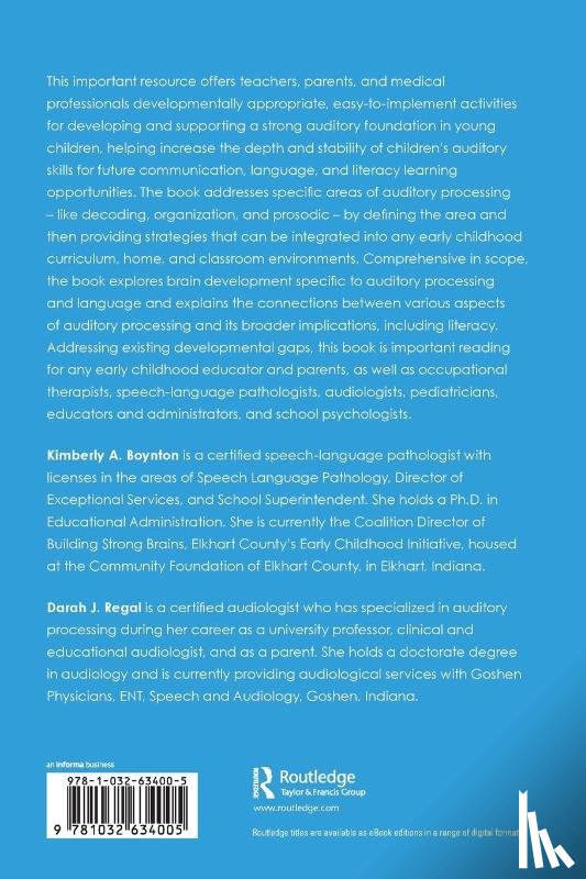 Boynton, Kimberly A. (Saint Mary’s College, Regal, Darah J. - Optimizing Early Auditory Development for Communication and Education