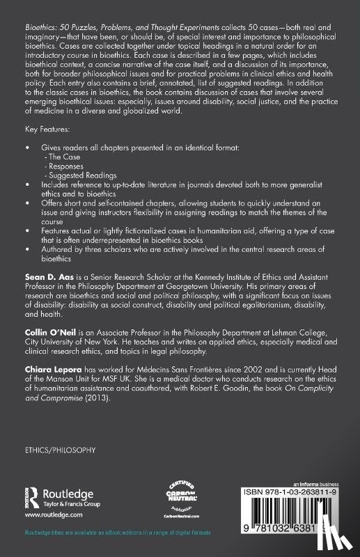 Aas, Sean D., O'Neil, Collin, Lepora, Chiara - Bioethics