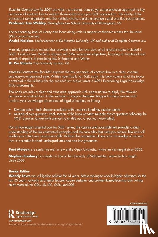 Motson, Fred, Bunbury, Stephen - Essential Contract Law for SQE1