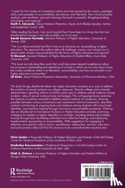 Linder, Chris, Karunaratne, Nadeeka, Grimes, Niah S. - Thinking Like an Abolitionist to End Sexual Violence in Higher Education