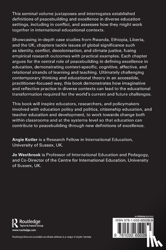 Kotler, Angie (Sussex University, Westbrook, Jo (University of Sussex - The Art of Global Peacebuilding and Excellence in Education
