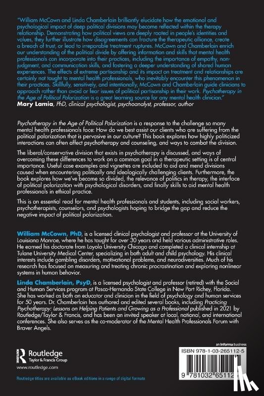 McCown, William, Chamberlain, Linda - Psychotherapy in the Age of Political Polarization