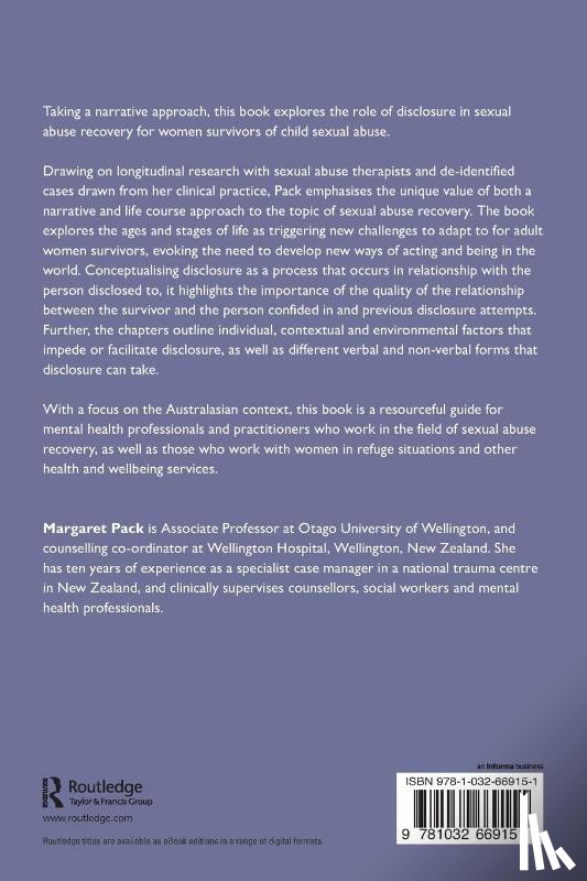 Pack, Margaret (Otago University of Wellington - Women’s Disclosure of Childhood Sexual Abuse Across the Life Course