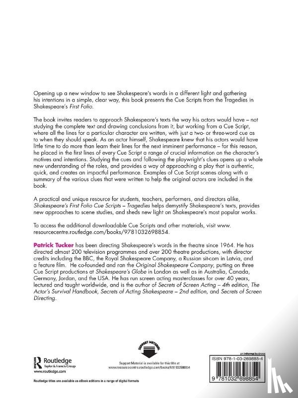 Tucker, Patrick - Shakespeare’s First Folio Cue Scripts – Tragedies