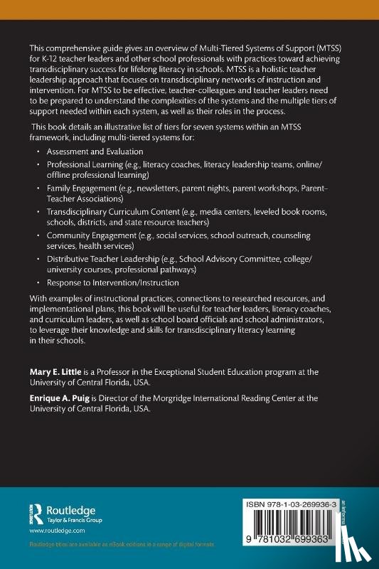 Little, Mary E. (University of Central Florida), Puig, Enrique A. (University of Central Florida - Learning and Leading for Transdisciplinary Literacy through Multi-Tiered Systems of Support