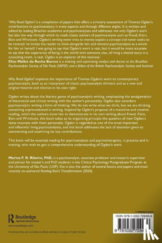  - Why Read Ogden? The Importance of Thomas Ogden's Work for Contemporary Psychoanalysis