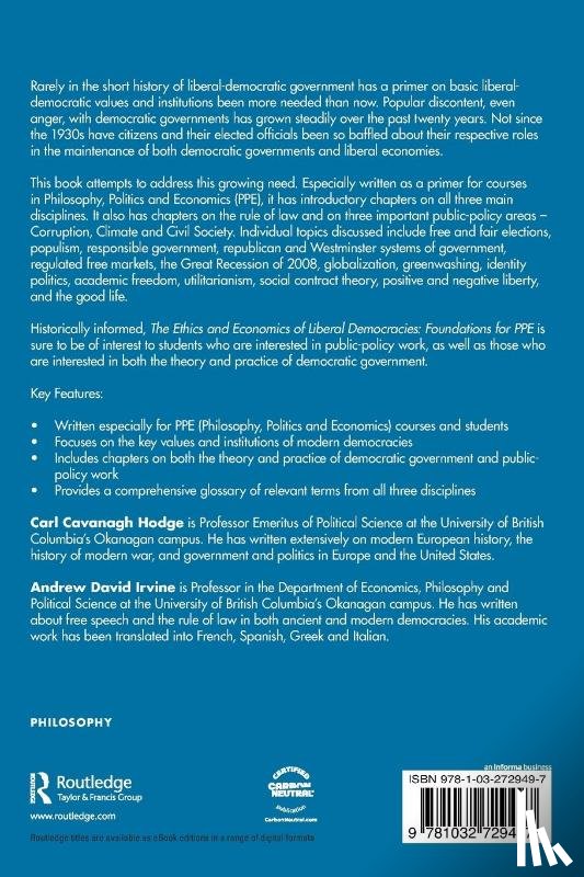 Hodge, Carl Cavanagh, Irvine, Andrew David - The Ethics and Economics of Liberal Democracies