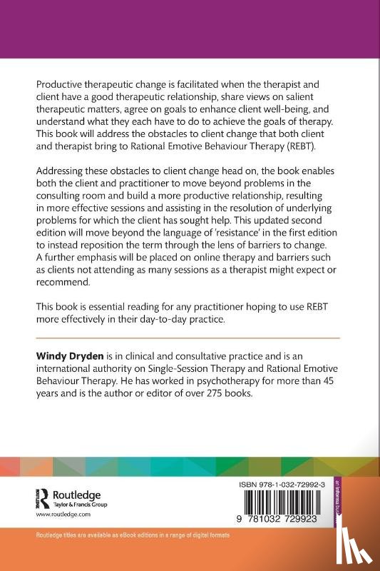 Dryden, Windy (Goldsmiths - Working Creatively with Obstacles to Client Change in Rational Emotive Behaviour Therapy