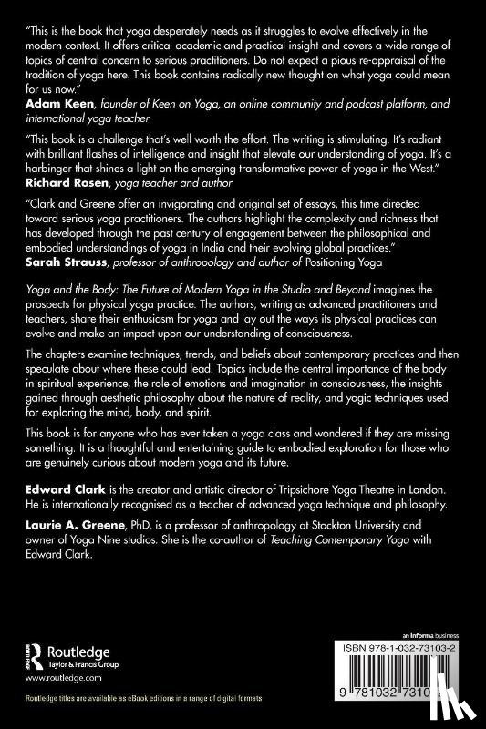 Clark, Edward (Tripsichore Yoga Theatre, Greene, Laurie A. (Stockton University - Yoga and the Body