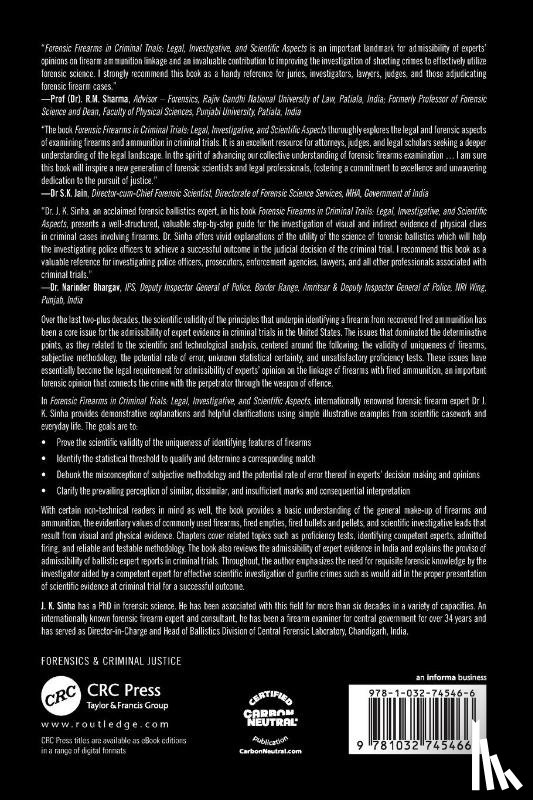 Sinha, J. K. (Central Forensic Laboratory - Forensic Firearms in Criminal Trials