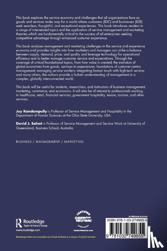 Kandampully, Jay, Solnet, David J. (University of Queensland - Service Management and Marketing Principles