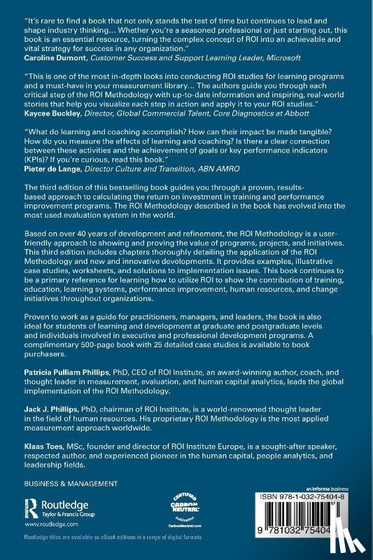 Phillips, Patricia Pulliam, Phillips, Jack J., Toes, Klaas - Return on Investment in Training and Performance Improvement Programs