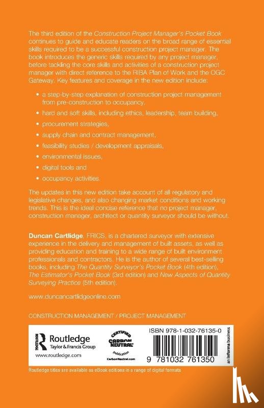 Cartlidge, Duncan (Construction Procurement Consultant - Construction Project Manager’s Pocket Book