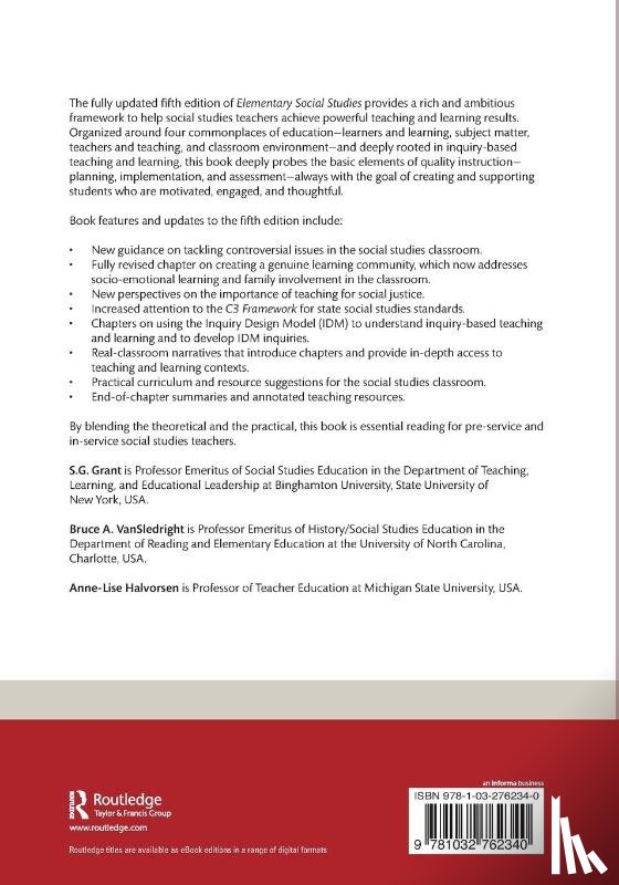 Grant, S.G. (Binghamton University, VanSledright, Bruce A. (University of North Carolina, Halvorsen, Anne-Lise - Elementary Social Studies