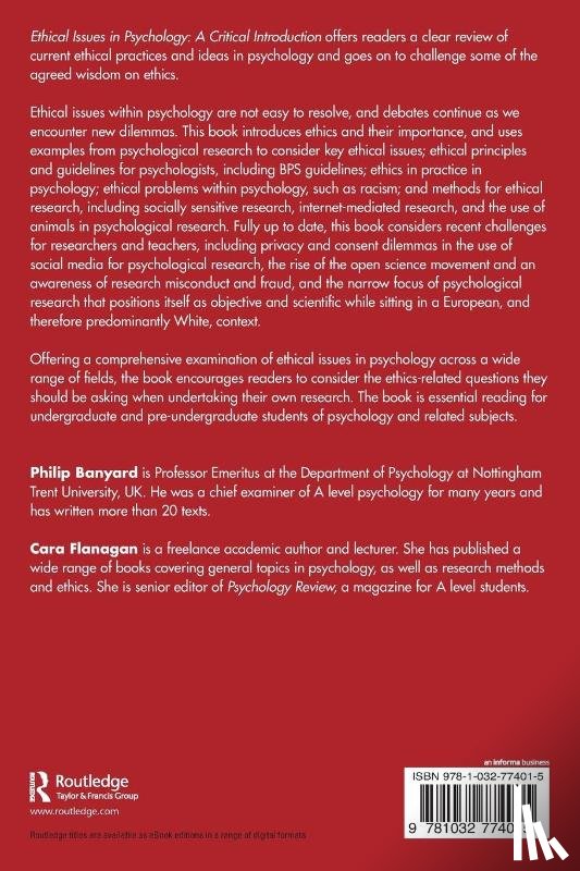 Banyard, Philip (Reader in Psychology, Flanagan, Cara (Freelance academic author and lecturer.) - Ethical Issues in Psychology