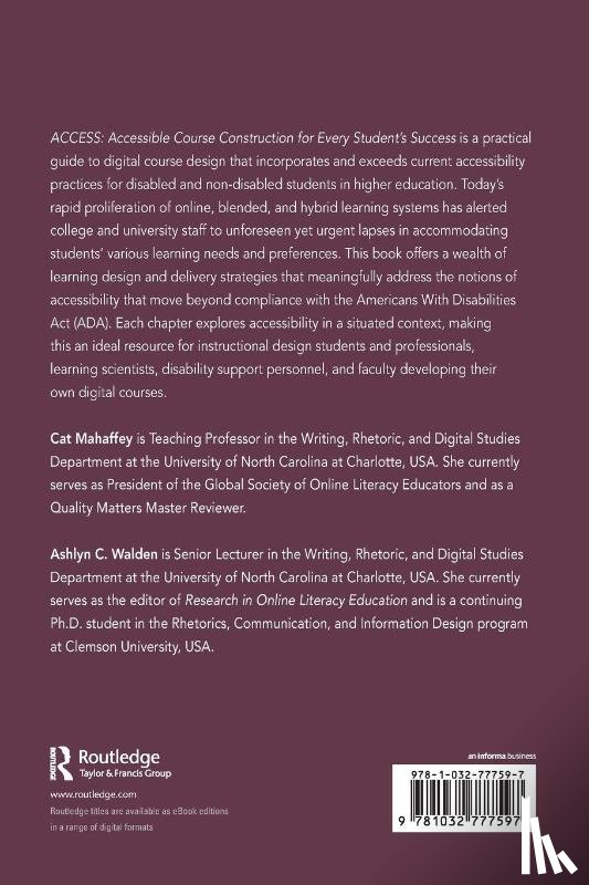 Mahaffey, Cat, Walden, Ashlyn C. - ACCESS: Accessible Course Construction for Every Student’s Success