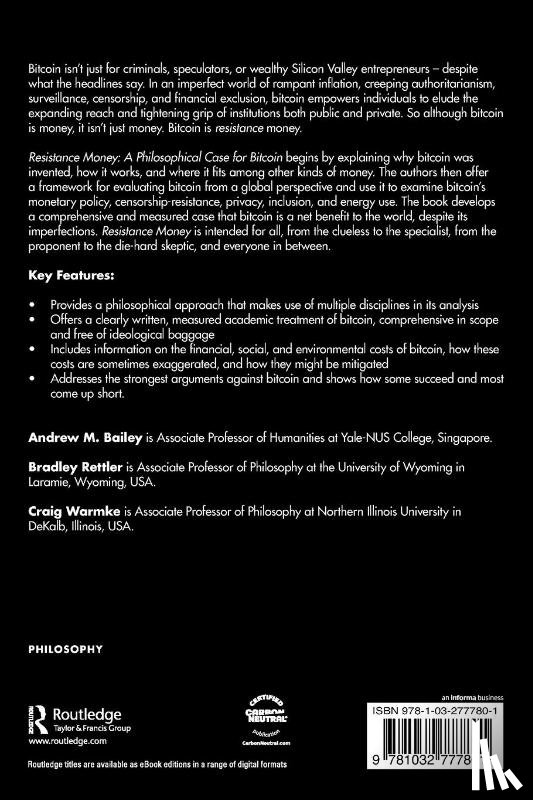 Bailey, Andrew M. (Yale-NUS College, Rettler, Bradley (University of Wyoming in Laramie, Warmke, Craig (Northern Illinois University - Resistance Money