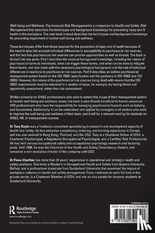 Boyle, Tony, Charlton, Fiona - Well-being and Wellness: Psychosocial Risk Management