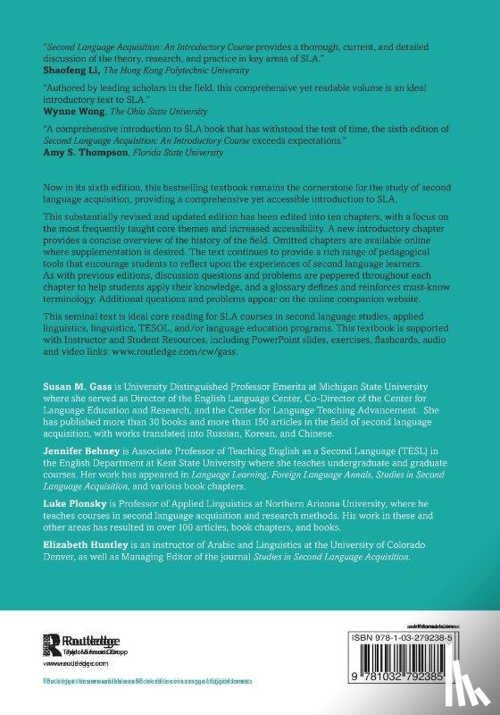Gass, Susan M., Behney, Jennifer (Youngstown State University, Plonsky, Luke (Northern Arizona University, Huntley, Elizabeth - Second Language Acquisition