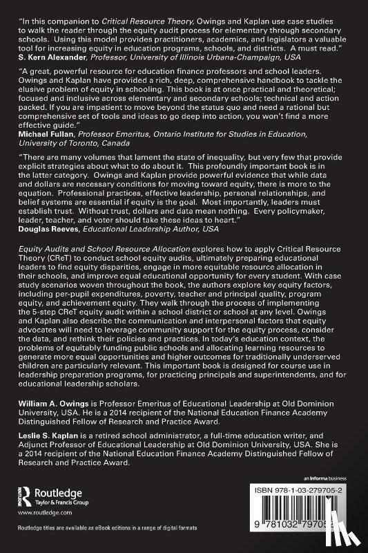 Owings, William A. (Old Dominion University, Kaplan, Leslie S. (Old Dominion University - Equity Audits and School Resource Allocation