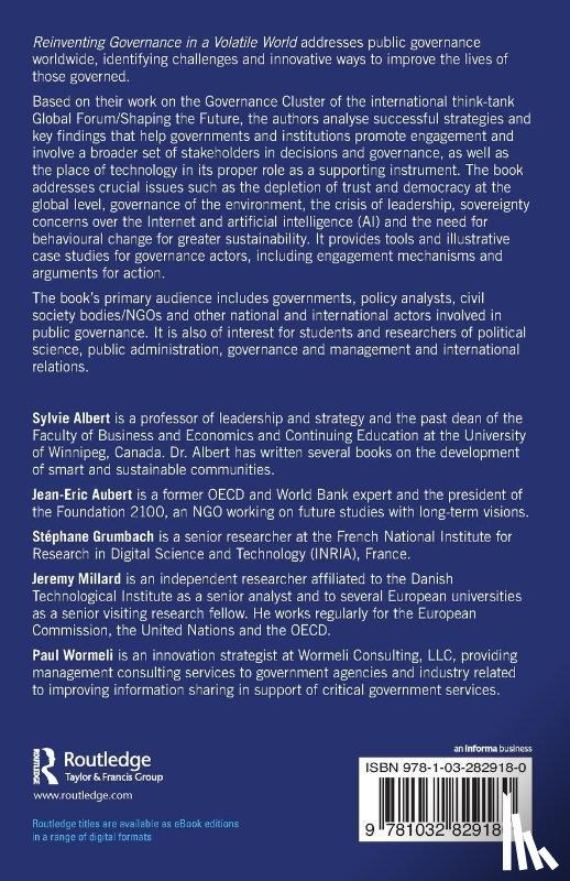 Albert, Sylvie (University of Winnipeg, Aubert, Jean-Eric, Grumbach, Stephane, Millard, Jeremy (Third Millennium Governance - Reinventing Governance in a Volatile World