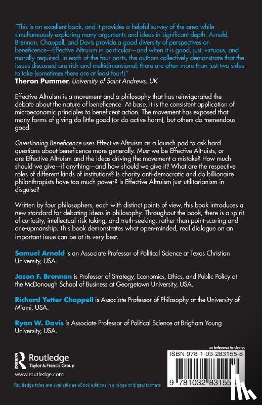 Arnold, Samuel (Texas Christian University, Brennan, Jason F. (Georgetown University, Chappell, Richard Yetter (University of Miami, Davis, Ryan W. (Brigham Young University - Questioning Beneficence