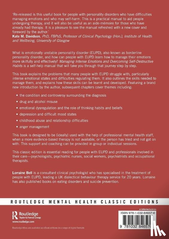 Bell, Lorraine (Hampshire Partnership Trust - Managing Intense Emotions and Overcoming Self-Destructive Habits