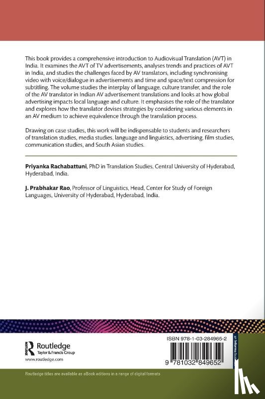 Rachabattuni, Priyanka, Rao, J. Prabhakar - Audiovisual Translation in India