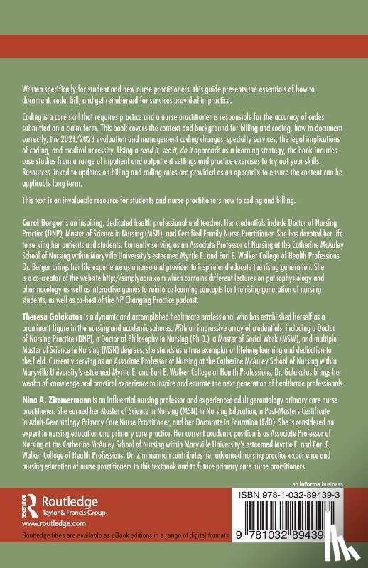 Berger, Carol, Galakatos, Theresa, Zimmermann, Nina A. - Medical Documentation, Billing, and Coding for the Advanced Practice Nurse