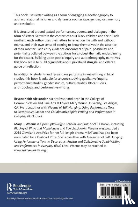Alexander, Bryant Keith, Weems, Mary E. - Epistolary Autoethnographies on Loss, Memory, and Resolution
