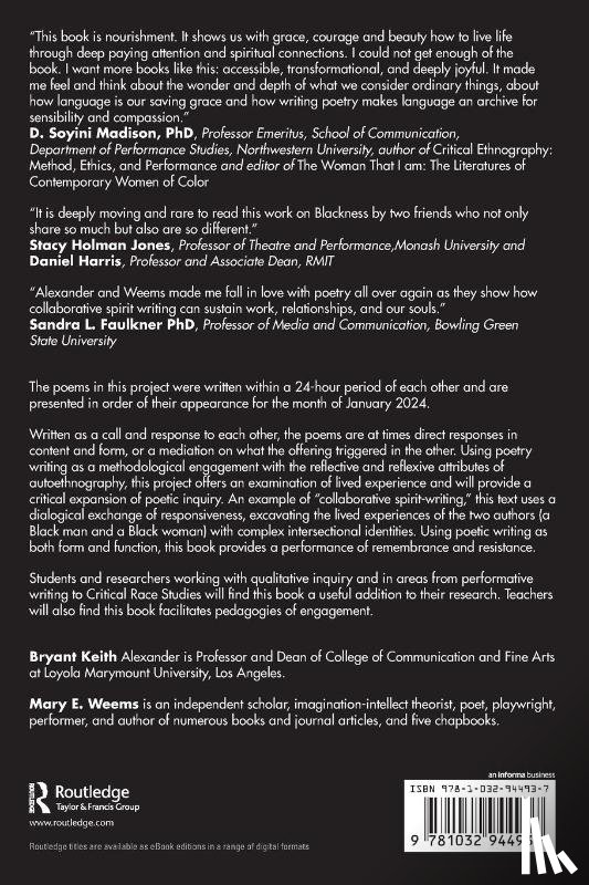 Alexander, Bryant Keith (Loyola Marymount University, Weems, Mary E. - Black Poetic Inquiry