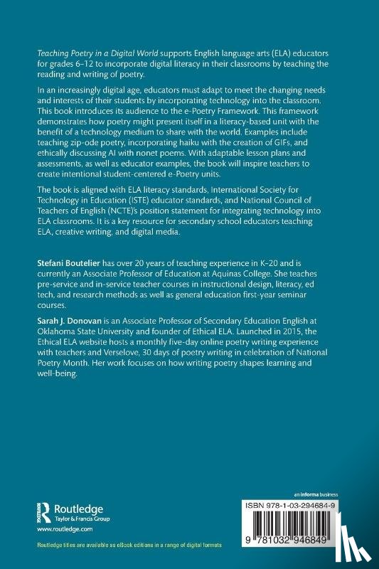 Boutelier, Stefani (Associate Professor of Education at Aquinas College), Donovan, Sarah J. (Oklahoma State University) - Teaching Poetry in a Digital World