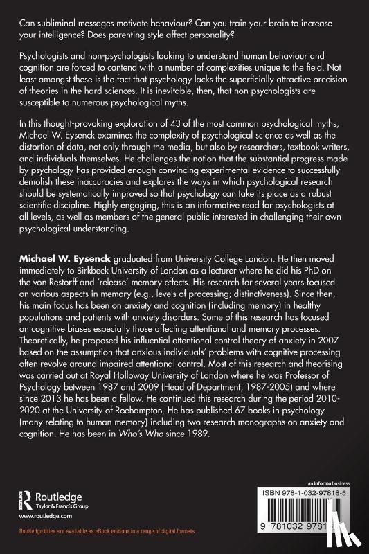 Eysenck, Michael W. (Emeritus Professor of Psychology in the psychology department at Royal Holloway University of London - Rethinking Psychology