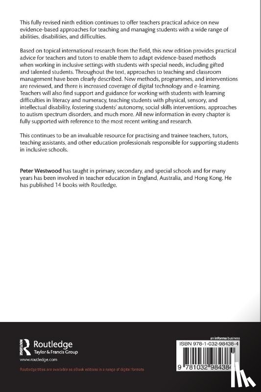 Westwood, Peter (Taught in primary - Commonsense Methods for Students with Special Needs and Disabilities