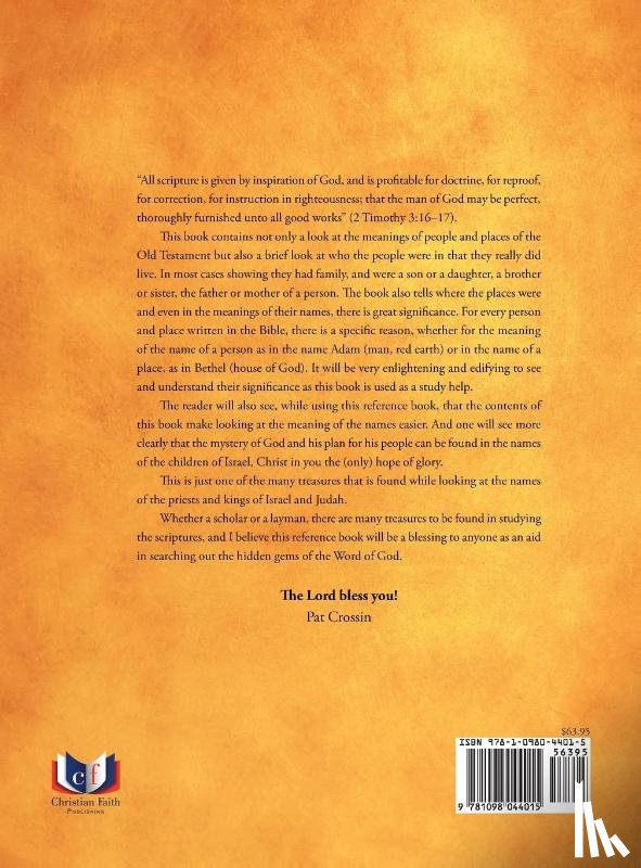Crossin, Pat - Meanings of the Names of People and Places in the Old Testament