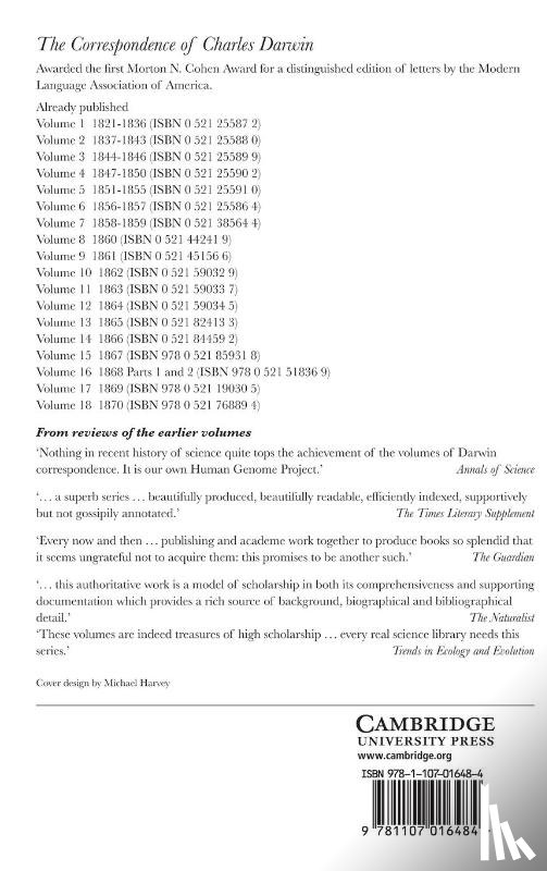 Darwin, Charles, The Editors of the Darwin Correspondence Project (University of Cambridge) - The Correspondence of Charles Darwin: Volume 19, 1871