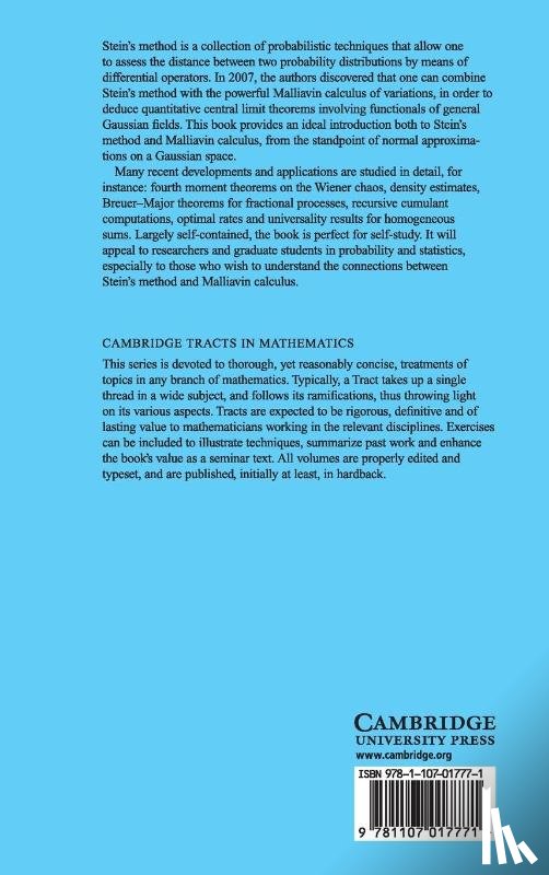 Nourdin, Ivan (Universite de Nancy I, Peccati, Giovanni (Universite du Luxembourg) - Normal Approximations with Malliavin Calculus