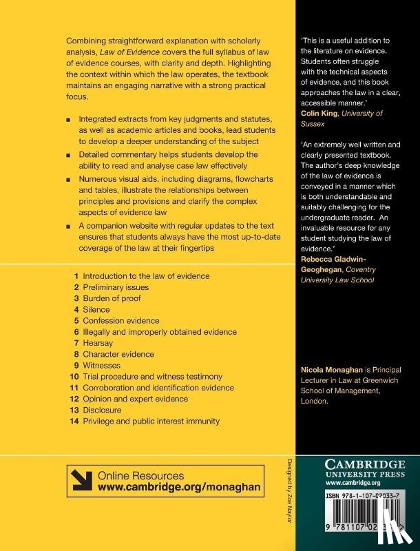 Monaghan, Nicola (Coventry University) - Law of Evidence