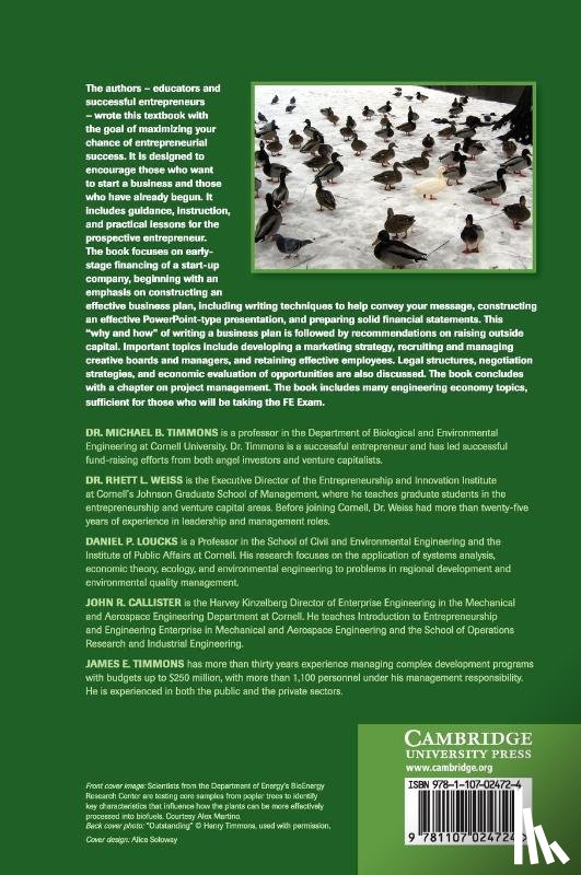 Timmons, Michael B. (Cornell University, Weiss, Rhett L. (Cornell University, Loucks, Daniel P. (Cornell University, Callister, John R. (Cornell University - The Entrepreneurial Engineer