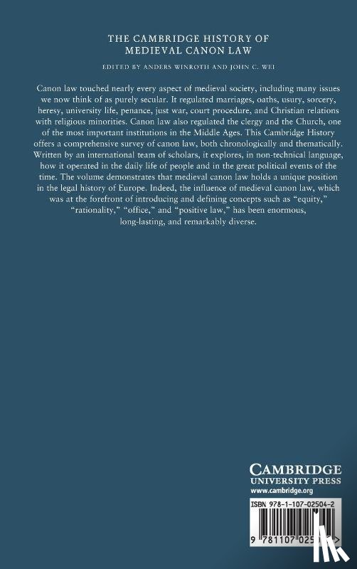  - The Cambridge History of Medieval Canon Law