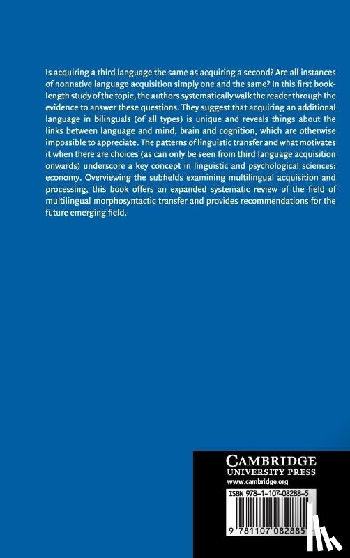 Rothman, Jason, Gonzalez Alonso, Jorge, Puig-Mayenco, Eloi (University of Reading) - Third Language Acquisition and Linguistic Transfer