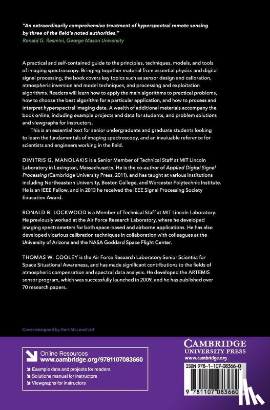 Manolakis, Dimitris G., Lockwood, Ronald B., Cooley, Thomas W. - Hyperspectral Imaging Remote Sensing