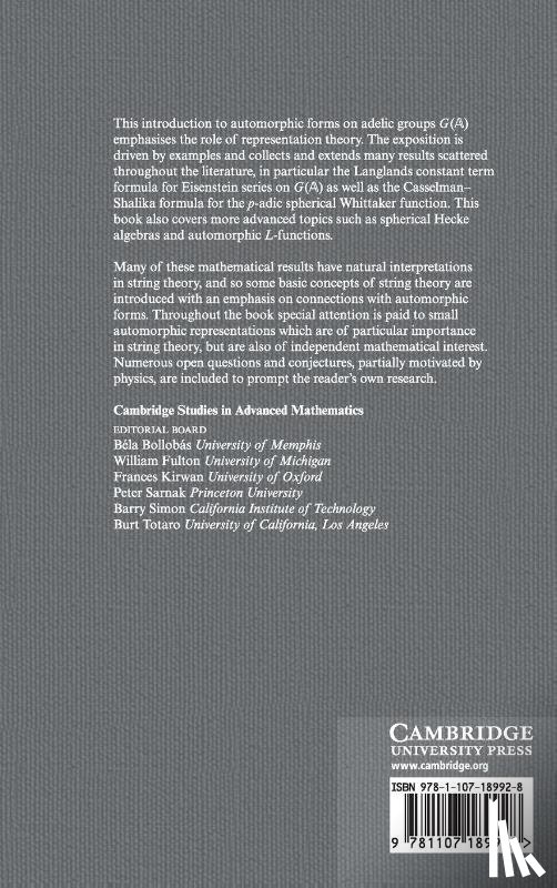 Fleig, Philipp, Gustafsson, Henrik P. A. (Stanford University, Kleinschmidt, Axel (Max-Planck-Institut fur Gravitationsphysik, Persson, Daniel (Chalmers University of Technology - Eisenstein Series and Automorphic Representations