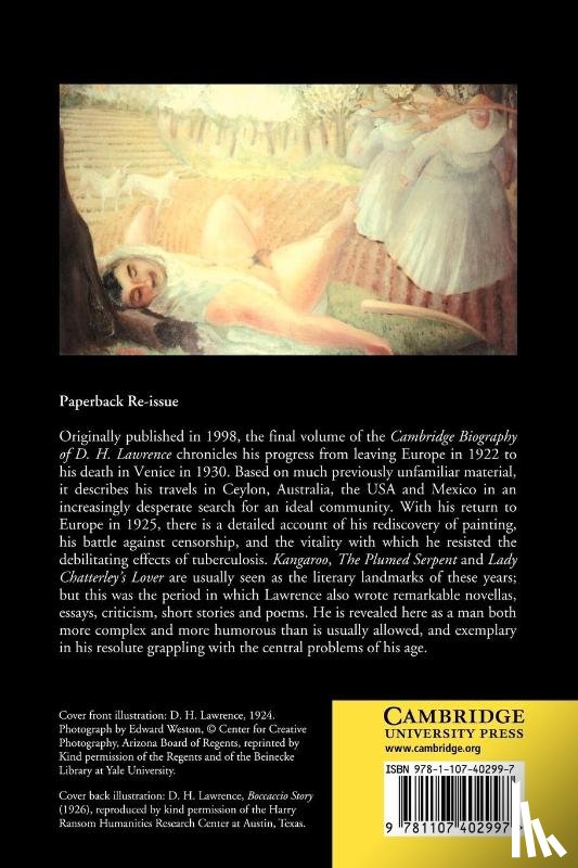 Ellis, David (University of Kent - D. H. Lawrence: Dying Game 1922–1930