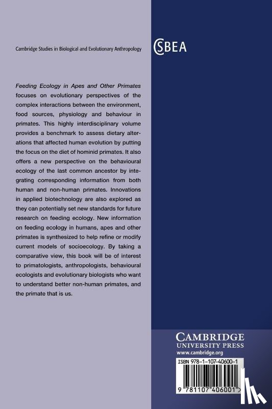 Gottfried (Max-Planck-Institut fur Evolutionare Anthropologie, Germany) Hohmann, Martha M. (Max-Planck-Institut fur Evolutionare Anthropologie, Germany) Robbins, Christophe (Max-Planck-Institut fur Evolutionare Anthropologie, Germany) Boesch - Feeding Ecology in Apes and Other Primates