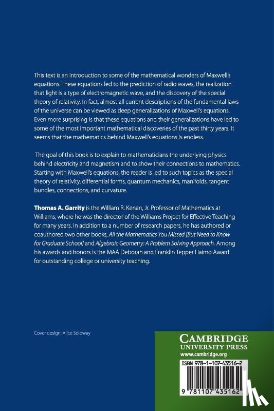 Garrity, Thomas A. (Williams College - Electricity and Magnetism for Mathematicians