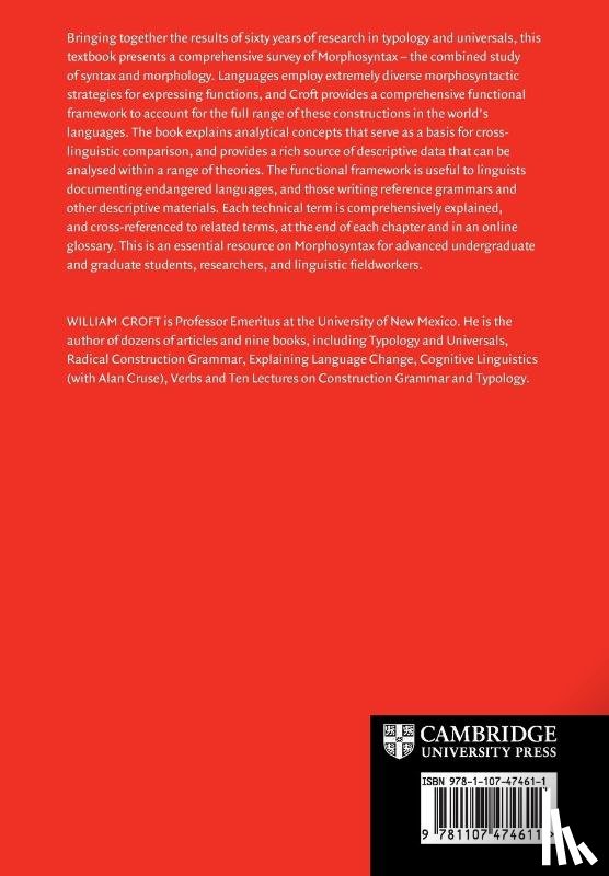 Croft, William (University of New Mexico) - Morphosyntax
