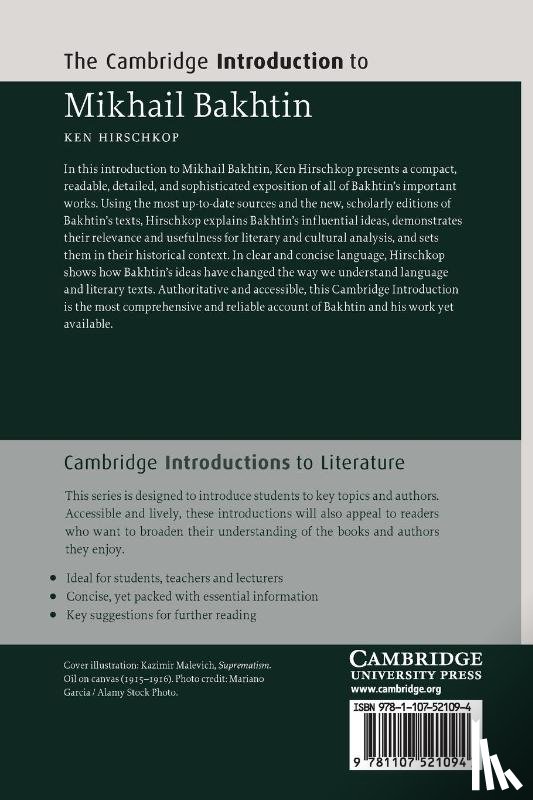 Hirschkop, Ken (University of Waterloo - The Cambridge Introduction to Mikhail Bakhtin