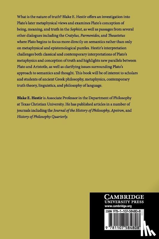Hestir, Blake E. (Texas Christian University) - Plato on the Metaphysical Foundation of Meaning and Truth