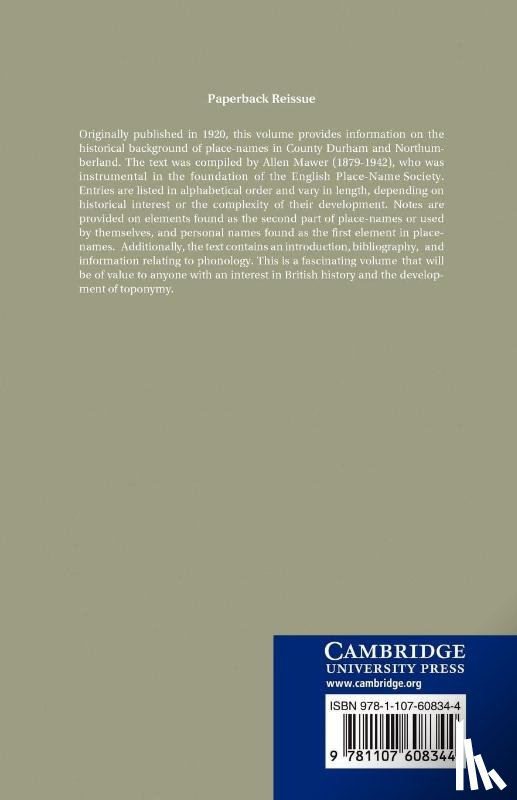 Mawer, Allen - The Place-Names of Northumberland and Durham